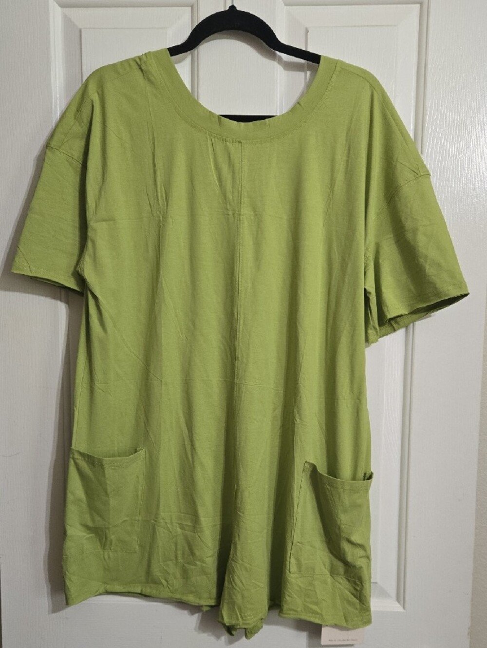 Women's V-Neck Short Sleeve Romper Lime Green
